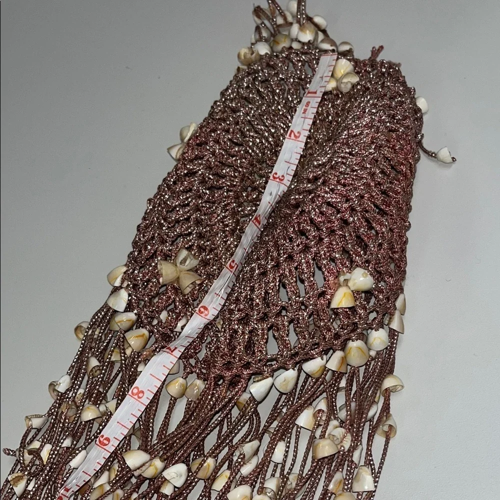 Source Unknown Shelled Boho Hair Accessory w/ metallic pink cording